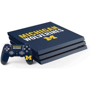 Skinit Decal Gaming Skin Compatible with PS4 Pro Console and Controller Bundle - Officially Licensed College Michigan Wolverines M Design