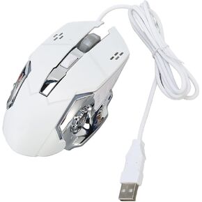 YOUTHINK Wired RGB Gaming Mouse with 4 Adjustable DPI for PC, Ergonomic USB Optical Computer for Gamers Cool Breathable Lights (White Audible Mouse) in Kuwait
