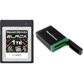 Delkin Devices Black 1TB CFExpress ™ Type B 4.0 VPG400 بطاقة ذاكرة + CFEXPRESS TYPE B CARD READER 40GBPS متوافق مع Thunderbolt ™