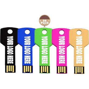 Custom USB Flash Drive 512MB 1000 Pack Customized Key Shaped Thumb Drive Customizable USB Drive Logo Print FEWINA Branding with Personalized USB Stick (1000 Pack,5 Color Options)