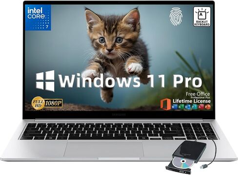 Samsung Galaxy Book4 Business Business Laptop-W/Office Lifetime & Offic DVD Drive ، Intel 10-Core 7-150U ، 15.6 "عرض FHD ، إضاءة خلفية ، قارئ بصمات الأصابع ، وين 11 Pro ، 16 جيجا بايت ذاكرة الوصول العشوائي ، 2 تيرابايت SSD in Kuwait
