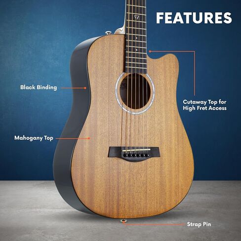 Traveler Guitar Redlands Spruce Mini Acoustic Guitar | 6-string Acoustic Travel Guitar with 22-Inch Scale Length and 20 Medium Frets | Portable Travel Acoustic Guitar | Includes Custom Gig Bag in Saudi Arabia