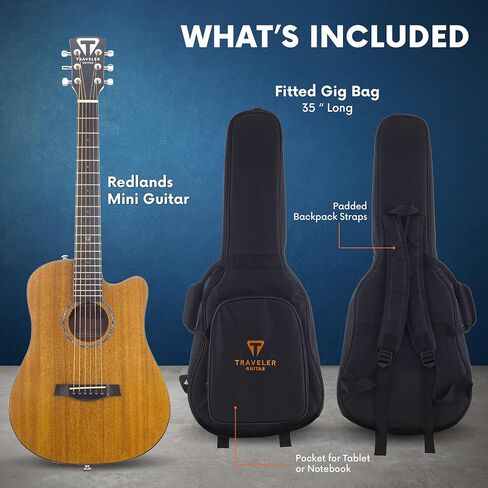Traveler Guitar Redlands Spruce Mini Acoustic Guitar | 6-string Acoustic Travel Guitar with 22-Inch Scale Length and 20 Medium Frets | Portable Travel Acoustic Guitar | Includes Custom Gig Bag in Saudi Arabia