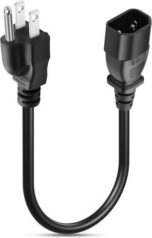 Cerrxian Computer Computer محول الطاقة القصير NEMA 5-15p إلى IEC320 C14 كابل 18AWG ، 10A 125V ، أسود - 1 قدم / 0.3M (2) in Saudi Arabia