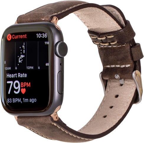 Watch Bands Compatible with Apple 44mm for men & women, Handmade Genuine Leather, Compatible with iWatch Series 10, 9, 8, 7, 6, 5, 4, 3, 2, 1, SE, Ultra, Small/Band-Mocha in Saudi Arabia