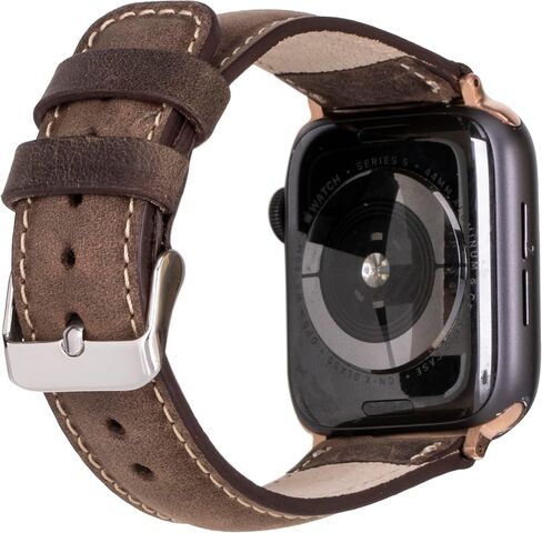 Watch Bands Compatible with Apple 44mm for men & women, Handmade Genuine Leather, Compatible with iWatch Series 10, 9, 8, 7, 6, 5, 4, 3, 2, 1, SE, Ultra, Small/Band-Mocha in Saudi Arabia