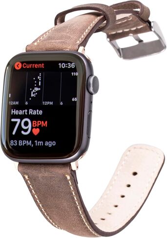 Watch Bands Compatible with Apple 44mm for men & women, Handmade Genuine Leather, Compatible with iWatch Series 10, 9, 8, 7, 6, 5, 4, 3, 2, 1, SE, Ultra, Small/Band-Mocha in Saudi Arabia