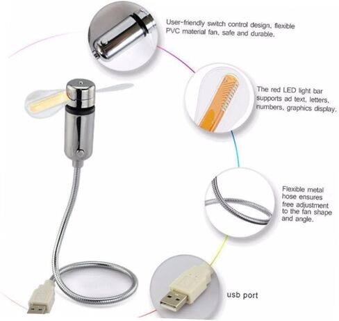 مروحة مرنة تعمل بالطاقة USB لجهاز الكمبيوتر المحمول اللوحي اللوحي Groenseck تصميم خفيف الوزن محمول لمكتب منزلي مواد باستخدام شريط الضوء in Saudi Arabia