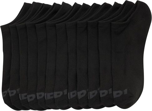 AND 1 Men's Athletic Arch Compression Cushion Comfort No Show Socks (12 Pack), Size Shoe Size: 6-12.5, Solid Black in Kuwait