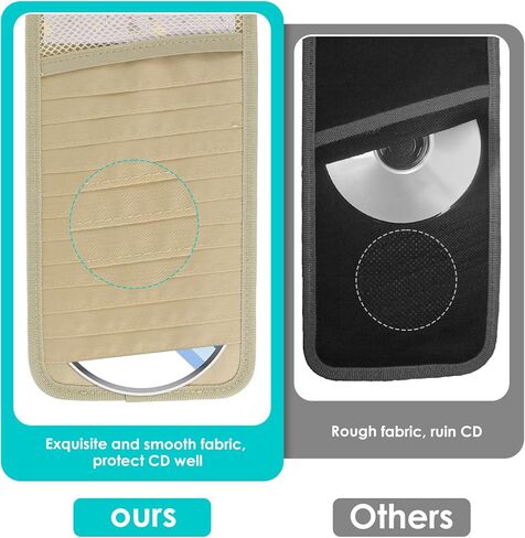 CAR CD CASE HOLDER مركبة SUN FOSOR منظم سعة كبيرة سعة أقراص مضغوطة مع 12 DVD الأكمام تخزين 1 شبكة الجيب 1 حامل القلم وحزام مرن in Kuwait