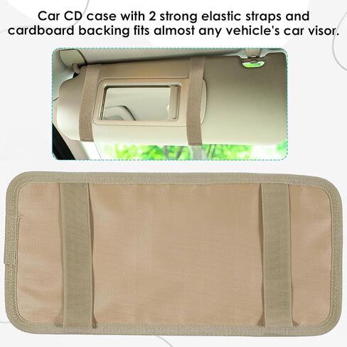 CAR CD CASE HOLDER مركبة SUN FOSOR منظم سعة كبيرة سعة أقراص مضغوطة مع 12 DVD الأكمام تخزين 1 شبكة الجيب 1 حامل القلم وحزام مرن in Kuwait