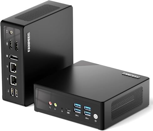 FANPEEC Mini PC N150 8GB RAM DDR5 256GB NVME SSD, Mini Computer Windows 11 Pro/Linux with 2×LAN, 4×USB3.0, 2×USB2.0, WiFi5 BT4.2, 2×HD+1×DP 4K Triple Display, Small PC Support Automatic Startup in Saudi Arabia