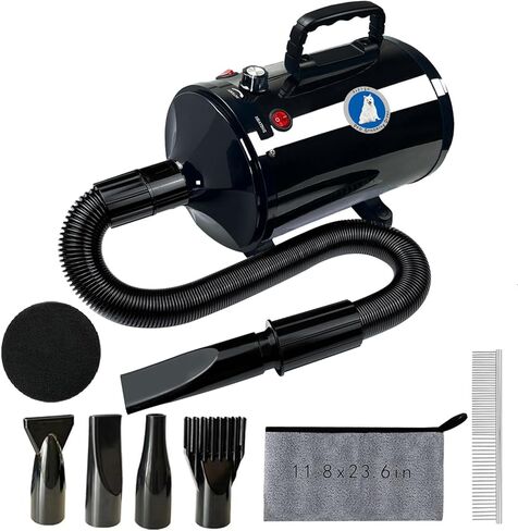 High Velocity Professional Dog Pet Grooming Dryer, Pet Grooming Hair Dryer - Dog Hair Dryer with Adjustable Temperature and Speed,with Pet Steel Comb, Pet Towel,Nozzles. (White Purple X1) in Saudi Arabia