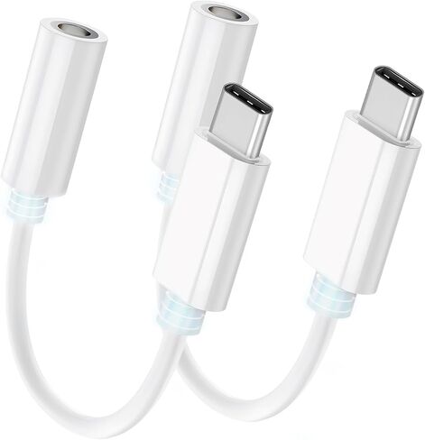 Seulliya USB C to 3.5mm Headphone Jack Adapter for iPhone 15/16 Pro/Max, Hi-Res Audio DAC Dongle, 3.5mm Aux Cord Converter for Samsung Galaxy, iPad, Car, USB-C Devices 2Pack in Kuwait