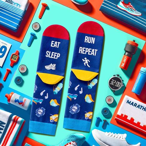 HAPPYPOP Unisex Runners Socks Funny Running Socks, Running Gifts Cross Country Running Gifts Marathon Runner Gifts Funny Running Gifts in Saudi Arabia