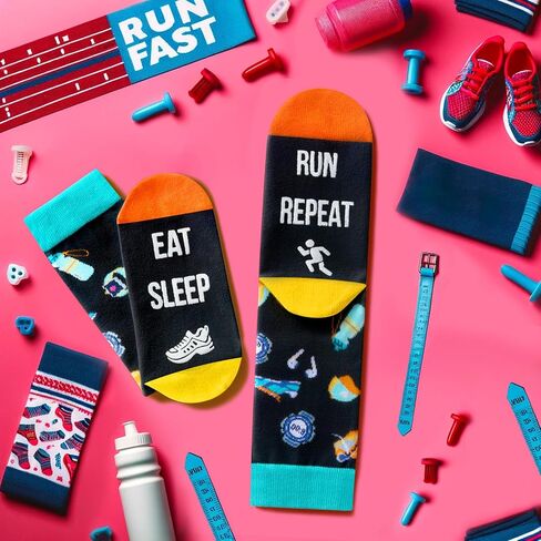 HAPPYPOP Unisex Runners Socks Funny Running Socks, Running Gifts Cross Country Running Gifts Marathon Runner Gifts Funny Running Gifts in Saudi Arabia
