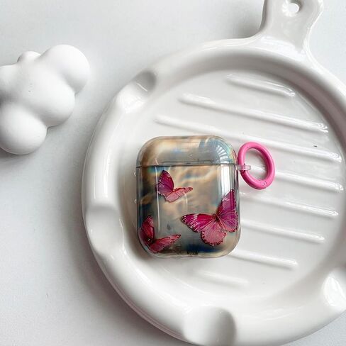 متوافق مع AirPods Pro 2 Case Soft Cute Butterfly Pattern Design Design Reshethetic Cofroom Cover Cover Cover Cover Cover Factions for AirPods Pro 2-pink in Kuwait