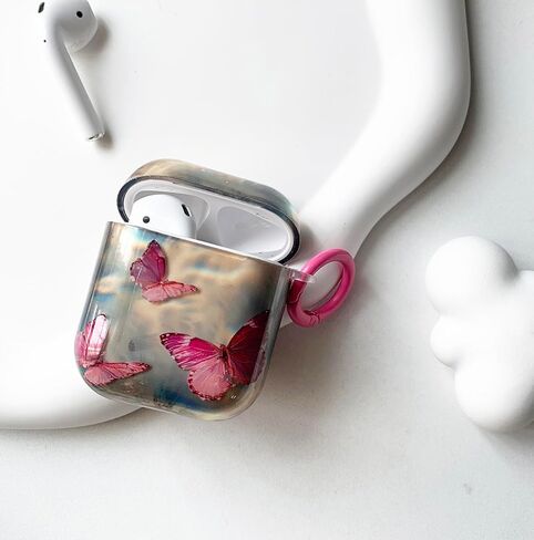 متوافق مع AirPods Pro 2 Case Soft Cute Butterfly Pattern Design Design Reshethetic Cofroom Cover Cover Cover Cover Cover Factions for AirPods Pro 2-pink in Kuwait