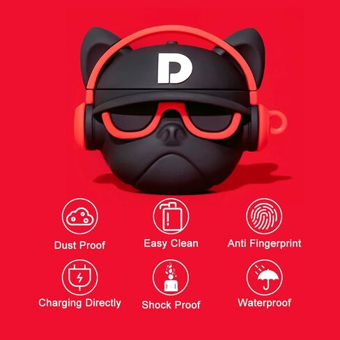 غطاء حالة لطيف متوافق مع AirPods Pro 2nd مع خطاف Carabiner Keychain ، ومضحك 3D ناعمة من السيليكون الغلاف الواقي للجلد المقاومة in Kuwait