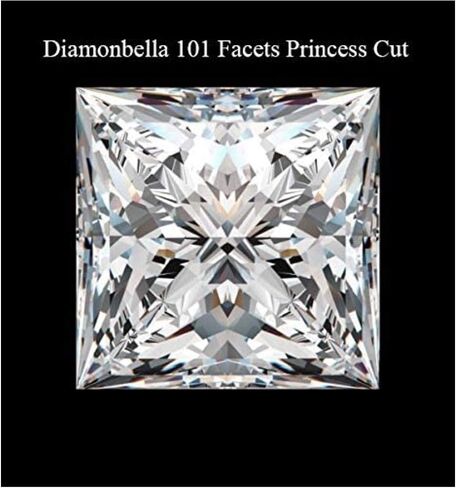 Diamonbella 101 Facets Glamorous Princess Cut Simulated Diamond Band Set 925 Silver 1 2 Carats in Kuwait