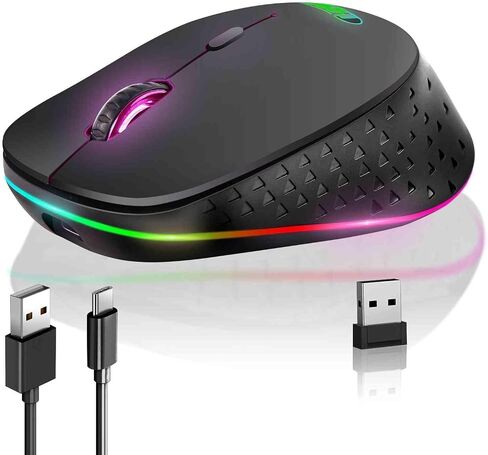 UrbanX Dual-Mode Wireless Mouse - Bluetooth & 2.4GHz Connectivity - Rechargeable, Energy-Efficient Design for Samsung Galaxy Tab S9 FE+/Tab S9 FE/A05s/A05/Z Fold5, PC, Mac, i-Pad - Black in Kuwait