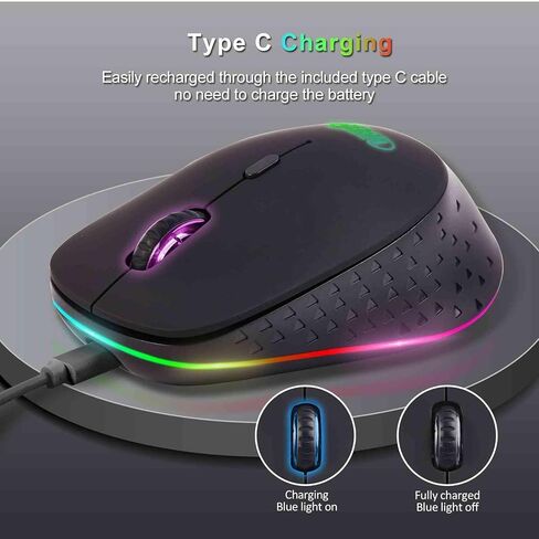 UrbanX Dual-Mode Wireless Mouse - Bluetooth & 2.4GHz Connectivity - Rechargeable, Energy-Efficient Design for Samsung Galaxy Tab S9 FE+/Tab S9 FE/A05s/A05/Z Fold5, PC, Mac, i-Pad - Black in Kuwait