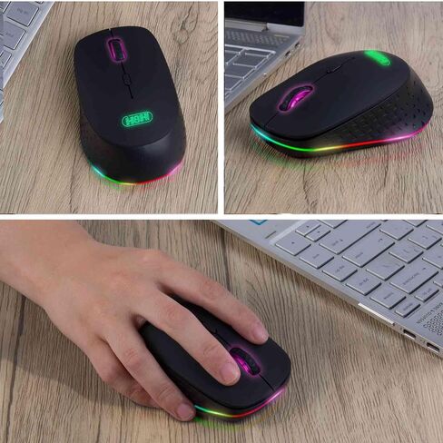 UrbanX Dual-Mode Wireless Mouse - Bluetooth & 2.4GHz Connectivity - Rechargeable, Energy-Efficient Design for Samsung Galaxy Tab S9 FE+/Tab S9 FE/A05s/A05/Z Fold5, PC, Mac, i-Pad - Black in Kuwait