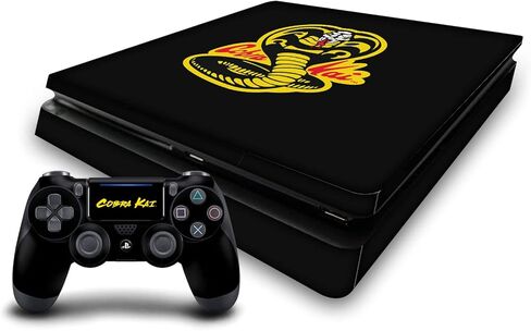 تصاميم علبة الرأس Cobra Kai Classic Logo Iconic Vinyl Actioner Gaming Skin Skin Cover متوافقة مع Sony PlayStation 4 PS4 Slim Console و DualShock 4 Controller in Kuwait