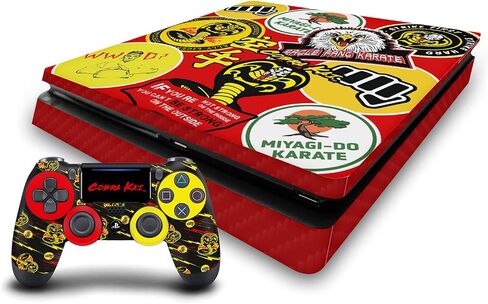 Head Case Designs Officially Licensed Cobra Kai Classic Logo Iconic Vinyl Sticker Gaming Skin Decal Cover Compatible With Sony PlayStation 4 PS4 Slim Console and DualShock 4 Controller in Saudi Arabia