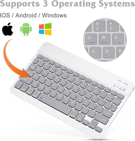 Ultra-Slim Bluetooth Rechargeable Keyboard for LG G Pad X 8.0 and All Bluetooth Enabled iPads, iPhones, Android Tablets, Smartphones, Windows pc - Teal in Saudi Arabia