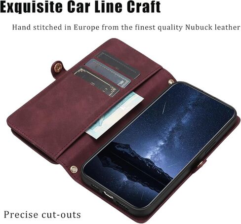 Asuwish Phone Case for Moto G Power 2025 Zipper Wallet Cell Cover with Tempered Glass Screen Protector Crossbody Wrist Strap Flip Credit Card Holder Motorola GPower 25 5G Version XT2117-4 Women Red in Kuwait