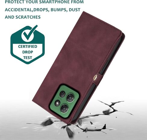 Asuwish Phone Case for Moto G Power 2025 Zipper Wallet Cell Cover with Tempered Glass Screen Protector Crossbody Wrist Strap Flip Credit Card Holder Motorola GPower 25 5G Version XT2117-4 Women Red in Kuwait