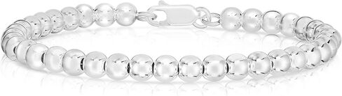 ARGENTO REALE 925 Sterling Silver Italian Handmade 4MM-10MM Bead Ball Chain Bracelet and Necklace for Women, Silver Bead Bracelet, Womens Silver Bracelets in Kuwait