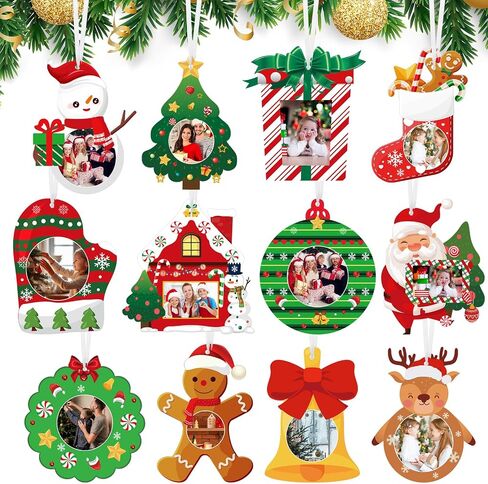 Suzile 36 Set Christmas Frame Ornaments Christmas Picture Frame Xmas Character Photo Frame Ornaments for Christmas Tree Kids DIY Hanging Decor Party Holiday House Decorations Keepsake, 12 Style in Saudi Arabia