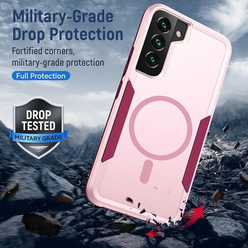 for Samsung Galaxy S22 Plus Case,[Compatible with Magsafe] [Military Grade Drop Tested] Shockproof Magnetic Tough Rugged Protective Phone Case -6.7 inch (Black) in Saudi Arabia