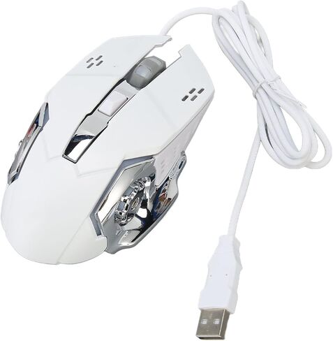 Youthink Wired RGB Gaming Mouse مع 4 DPI قابل للتعديل للكمبيوتر الشخصي ، الكمبيوتر الضوئي USB المريح للاعبين الأضواء الباردة للتنفس (الماوس الأبيض المسمار) in Kuwait