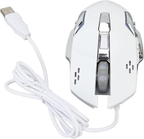 Youthink Wired RGB Gaming Mouse مع 4 DPI قابل للتعديل للكمبيوتر الشخصي ، الكمبيوتر الضوئي USB المريح للاعبين الأضواء الباردة للتنفس (الماوس الأبيض المسمار) in Kuwait
