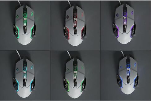 Youthink Wired RGB Gaming Mouse مع 4 DPI قابل للتعديل للكمبيوتر الشخصي ، الكمبيوتر الضوئي USB المريح للاعبين الأضواء الباردة للتنفس (الماوس الأبيض المسمار) in Kuwait