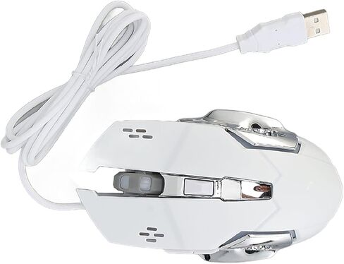 Youthink Wired RGB Gaming Mouse مع 4 DPI قابل للتعديل للكمبيوتر الشخصي ، الكمبيوتر الضوئي USB المريح للاعبين الأضواء الباردة للتنفس (الماوس الأبيض المسمار) in Kuwait