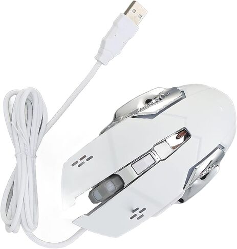 Youthink Wired RGB Gaming Mouse مع 4 DPI قابل للتعديل للكمبيوتر الشخصي ، الكمبيوتر الضوئي USB المريح للاعبين الأضواء الباردة للتنفس (الماوس الأبيض المسمار) in Kuwait