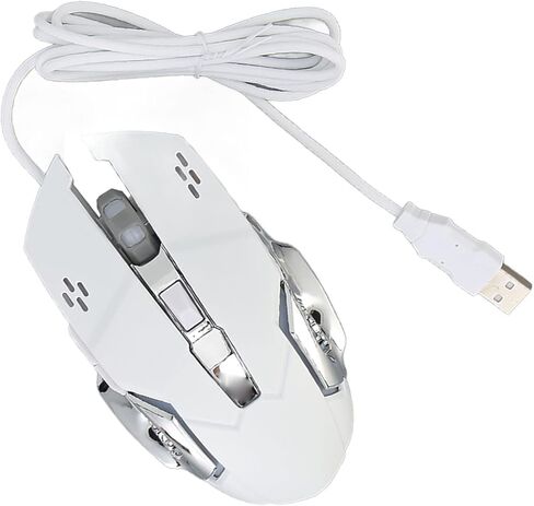 Youthink Wired RGB Gaming Mouse مع 4 DPI قابل للتعديل للكمبيوتر الشخصي ، الكمبيوتر الضوئي USB المريح للاعبين الأضواء الباردة للتنفس (الماوس الأبيض المسمار) in Kuwait