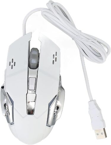 Youthink Wired RGB Gaming Mouse مع 4 DPI قابل للتعديل للكمبيوتر الشخصي ، الكمبيوتر الضوئي USB المريح للاعبين الأضواء الباردة للتنفس (الماوس الأبيض المسمار) in Kuwait