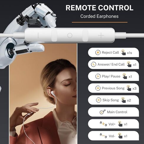 سماعات USB C لـ iPhone 16/15 ، سماعات الأذن السلكية USB C لـ Samsung S24 S25 Ultra A16 5G USBC السلكية ، سماعة رأس USB Type C مع براعم أذن MIC Corned For iPhone 15 Pro 16 Pro Max in Kuwait