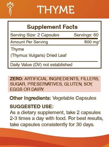 Secrets of the Tribe Thyme 60 Capsules, Made with Vegetable Capsules and Thymus Vulgaris Toni Effect (60 Capsules) in Saudi Arabia
