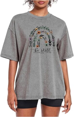 Qrupoad Be Still and Know T-Shirt Womens Inspirational Christian Shirt Summer Casual Short Sleeve Graphic Tees Tops in Saudi Arabia