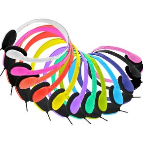 Wired Headphones Bulk 6 Pack Multi Colors for Kids, On-Ear with 3.5mm Jack, 4ft Tangle Free Cable, Comfortable Fit, Cost Effective, Ideal for School Classroom Students