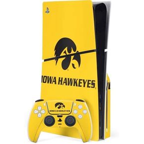 Skinit Decal Gaming Skin Compatible with PS5 Slim Disk Bundle - Officially Licensed University of Iowa Hawkeyes Distressed Logo Design