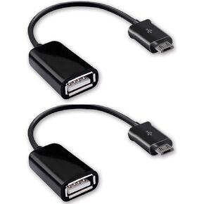 OTG MicroUSB 2.0 (2Pack) متوافق مع ASUS Transformer PAD TF103C 8GB كامل السرعة عند الوصول إلى ACESSOROS ؛ لوحة المفاتيح ، الفئران ، النسخ الاحتياطي ، بطاقات SD ، المزيد! (أسود + أبيض)