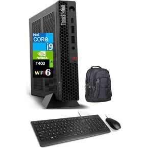 Lenovo ThinkStation Workstation Mini Desktop (Intel i9-14900, T400 4GB, 8GB DDR5, 512GB PCIe SSD, WiFi 6, Bluetooth 5.3, 300W PSU, RJ-45, 1x DP; 3X mDP, HDMI, Win 11 Pro) w/Premium Backpack