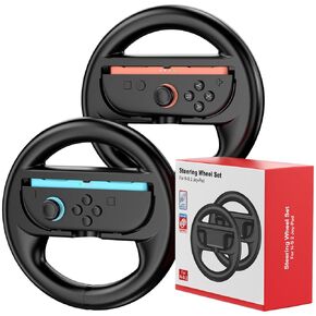 CloudValley for Nintendo Switch 2 JoyCons(2025), Steering Wheel for Mario Kart & Racing Games, Ergonomic Non-Slip Controller Console Wheel Accessories (2 Pack Black)